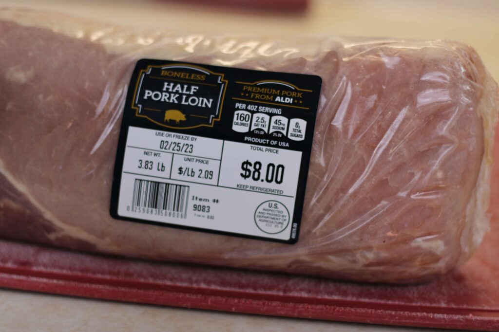 half pork loin in  plastic package 