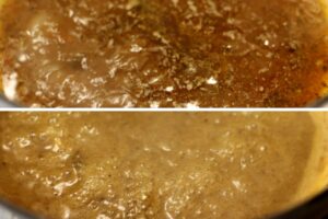 before and after picture of gravy cooking
