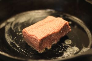 Ground turkey in cast iron skillet