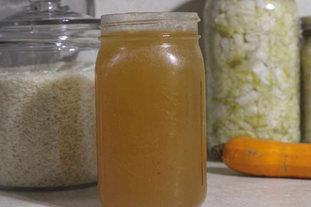 bone broth in mason jar