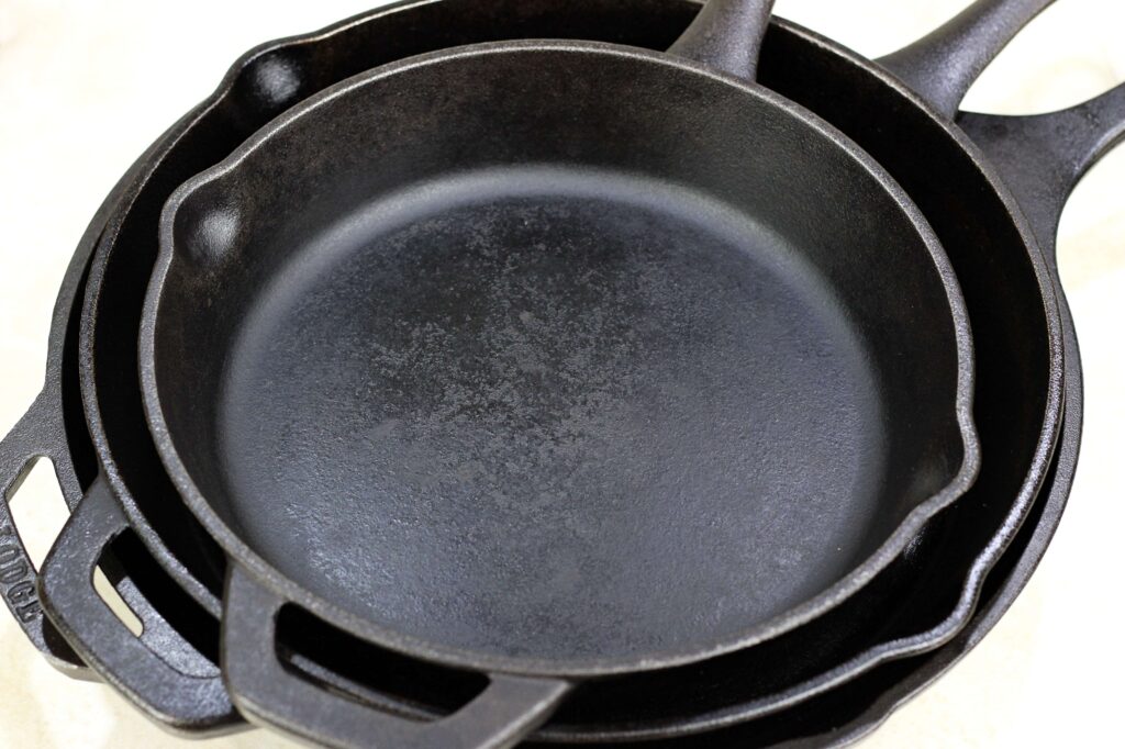 slightly damaged cast iron pan 