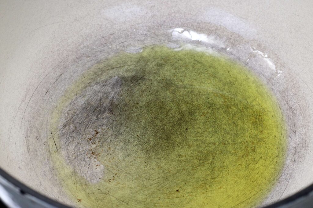olive oil in dutch oven