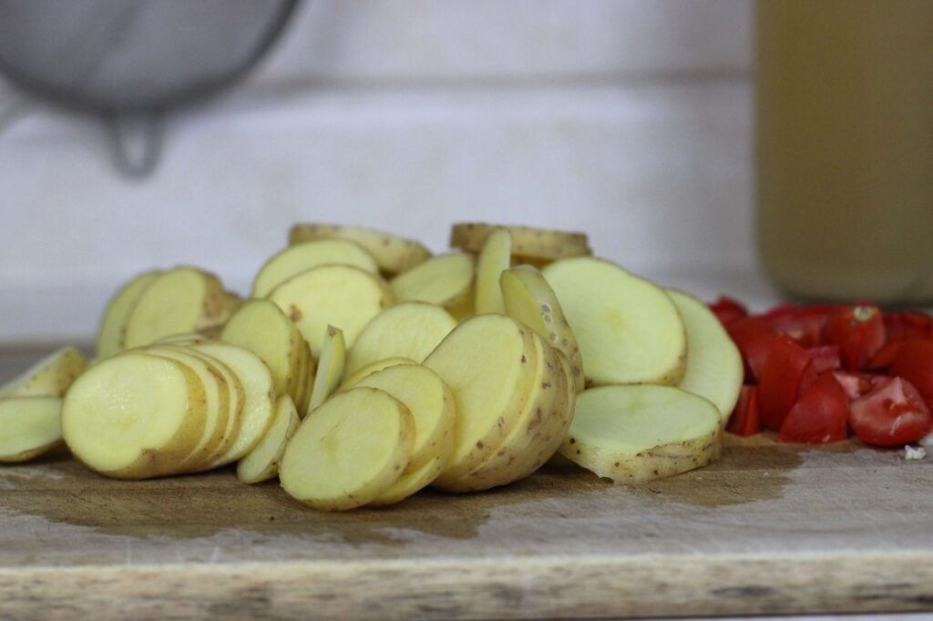 potatoes cut into rounds for zuppa toscana