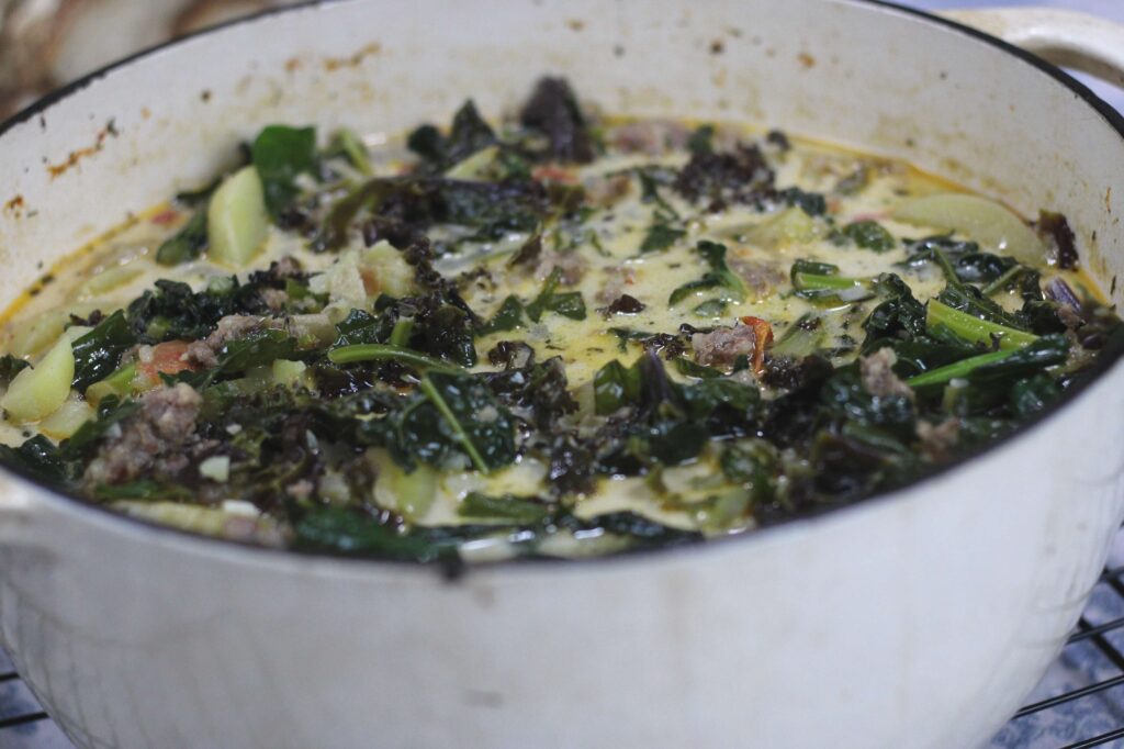 homemade zuppa toscana  close up 