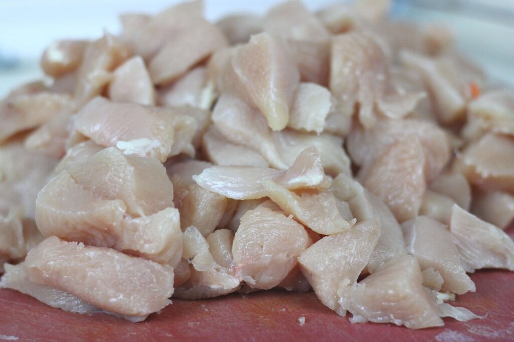boneless skinless chicken breast cut into small pieces for chicken and dumplings soup 