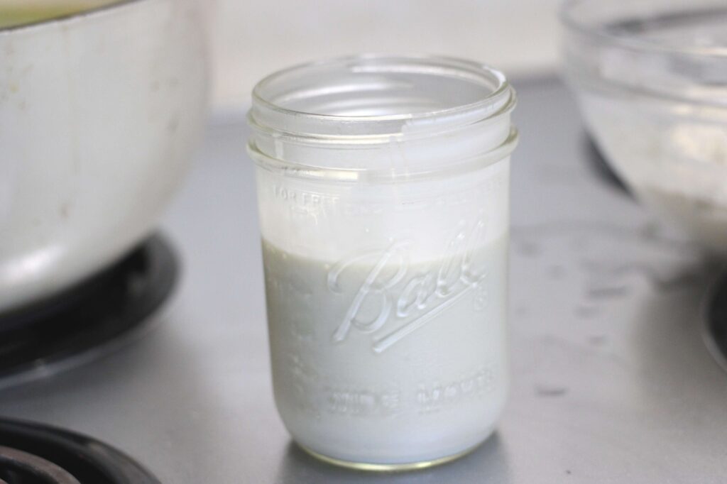 fresh heavy cream in mason jar