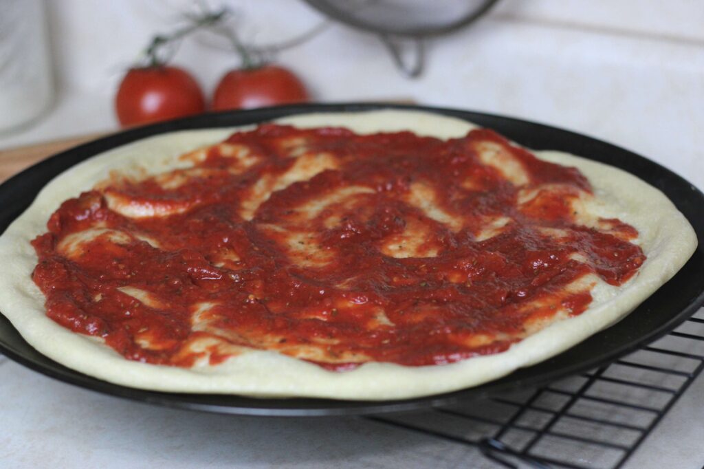 pizza with homemade marinara sauce 