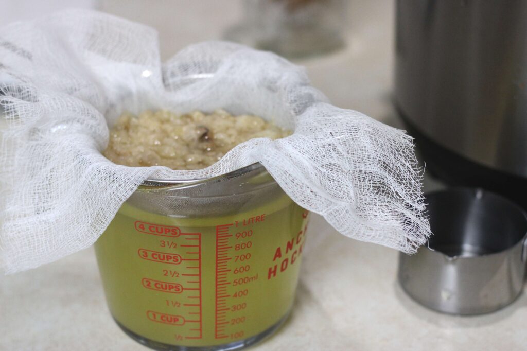 tallow being strained