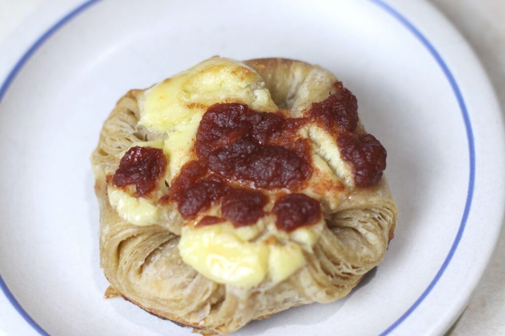 Spiced apple sourdough danish on a plate