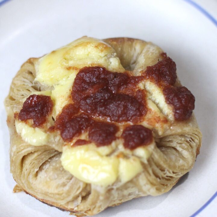 Spiced apple sourdough danish on a plate