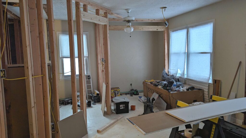 new framing for master bathroom progress picture 