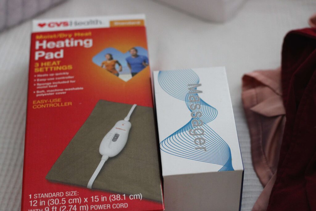 heating pad and tens machine for labor comfort