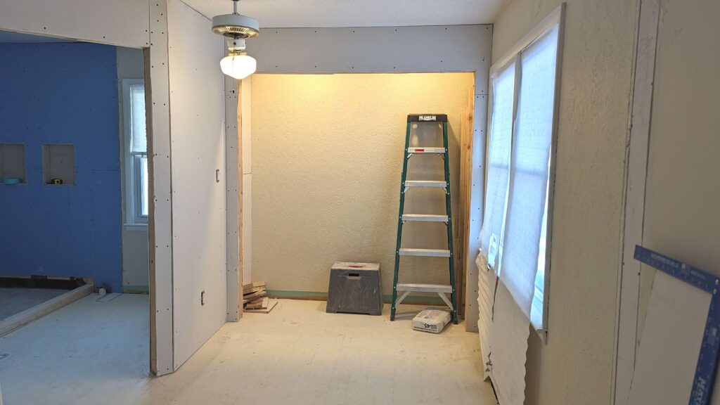 dry wall before mud in a master room remodel