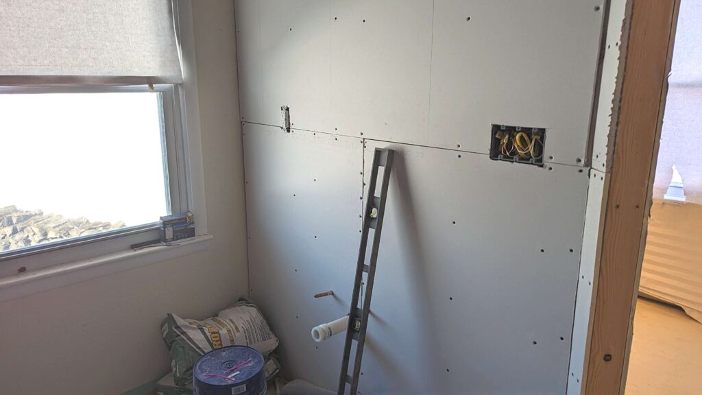 remodeling process picture of master bathroom