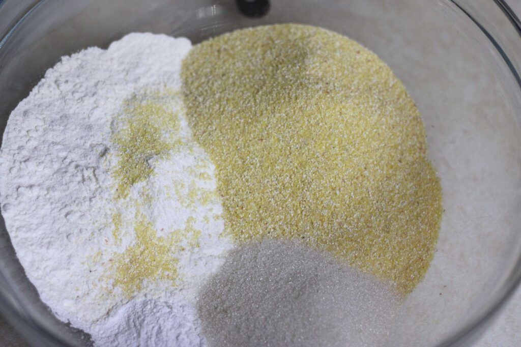 flour, cornmeal, and sugar