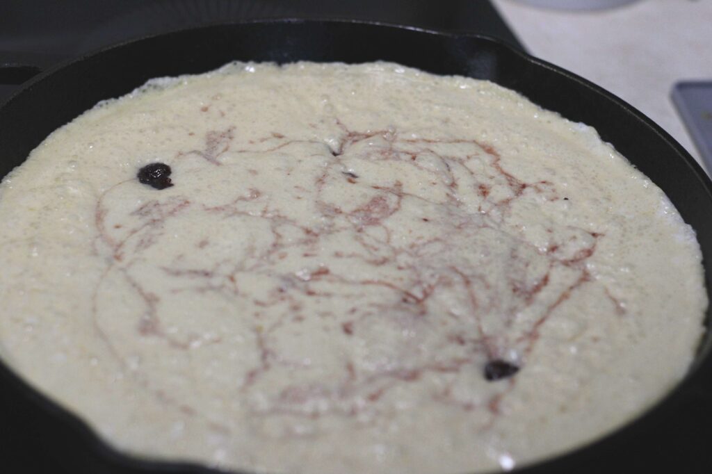 sourdough discard batter in cast iron skillet 