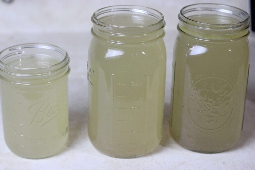 3 jars of homemade chicken broth
